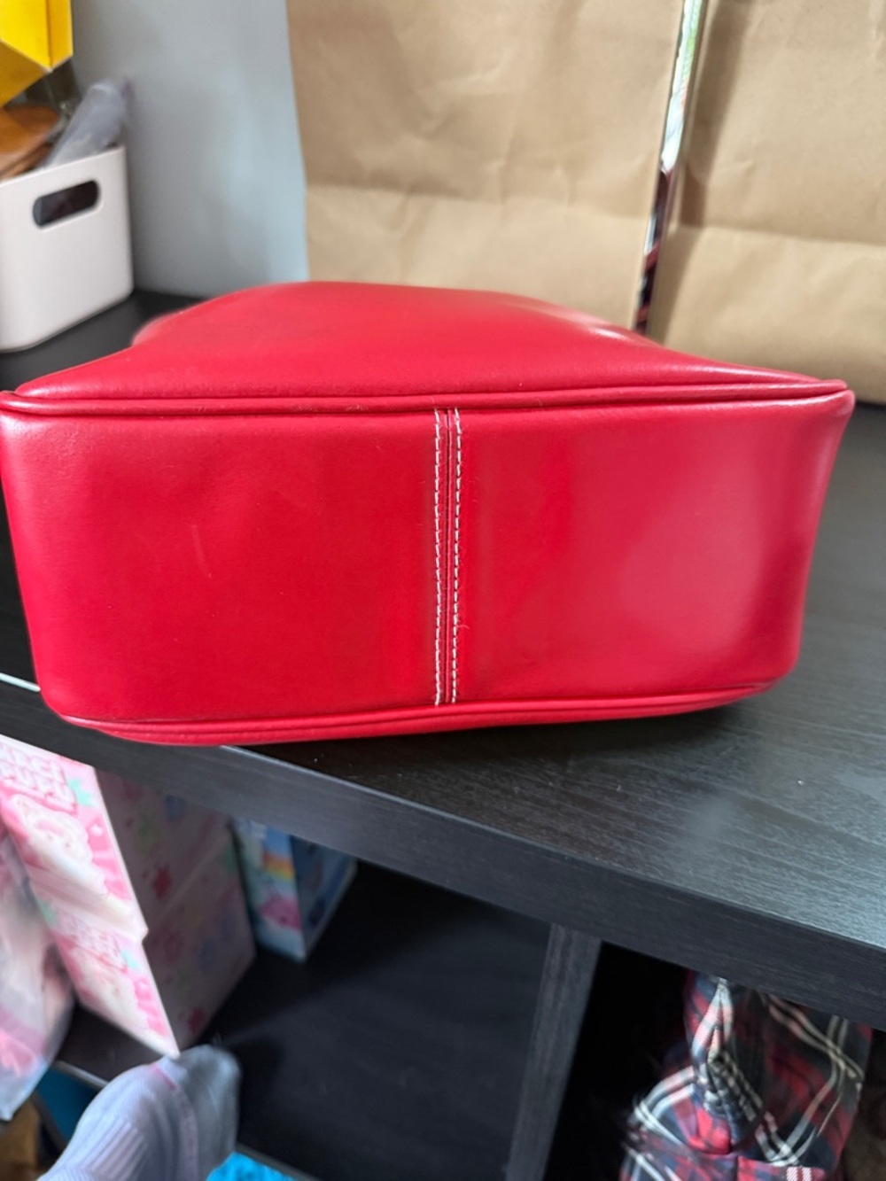 Furla Red Leather Shoulder Tote with Crossbody Strap - Picture 14 of 14